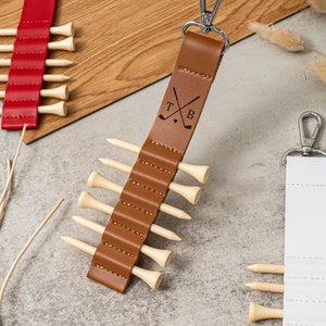 Personalized Golf Tag, Leather Golf Bag Tag with Tees,Engraved Golf Tee Holder,Custom Golf Accessories,Groomsmen Gifts, Dad Birthday Gift