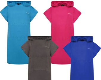 Kids Changing Robe Quick-Drying with Hood & Pocket Poncho Towel for Swimming, Surfing Lightweight Suede Microfibre Available in Four Colours