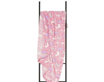 Pink Horse Fleece Blanket: Kids Soft Cuddle Blanket (100x150cm)