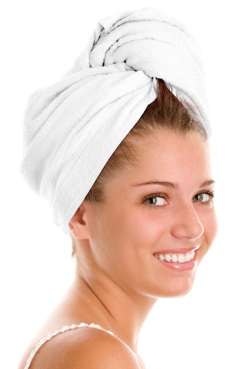 Cotton Hair Turban: Quick-Drying Absorbent Towel Wrap White