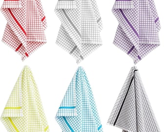 Check Terry Cotton Kitchen Towels – Absorbent Tea Towel Set