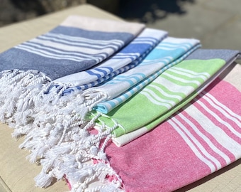 Large Hammam Beach Towel Striped Turkish Style Fouta Peshtemal