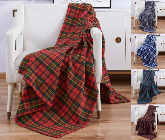 Check Fleece Blanket Warm Soft for Sofa Bed Travel Blanket Printed Etsy UK