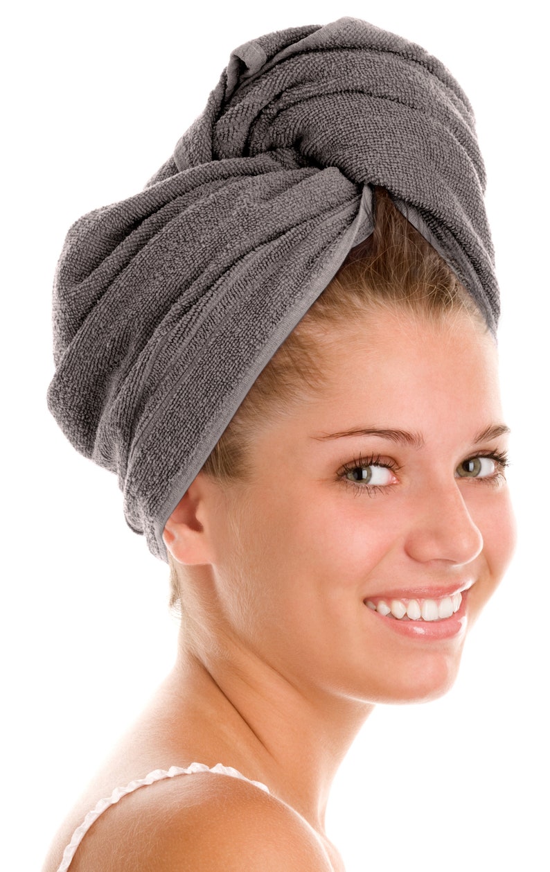 Cotton Hair Turban: Quick-Drying Absorbent Towel Wrap Slate