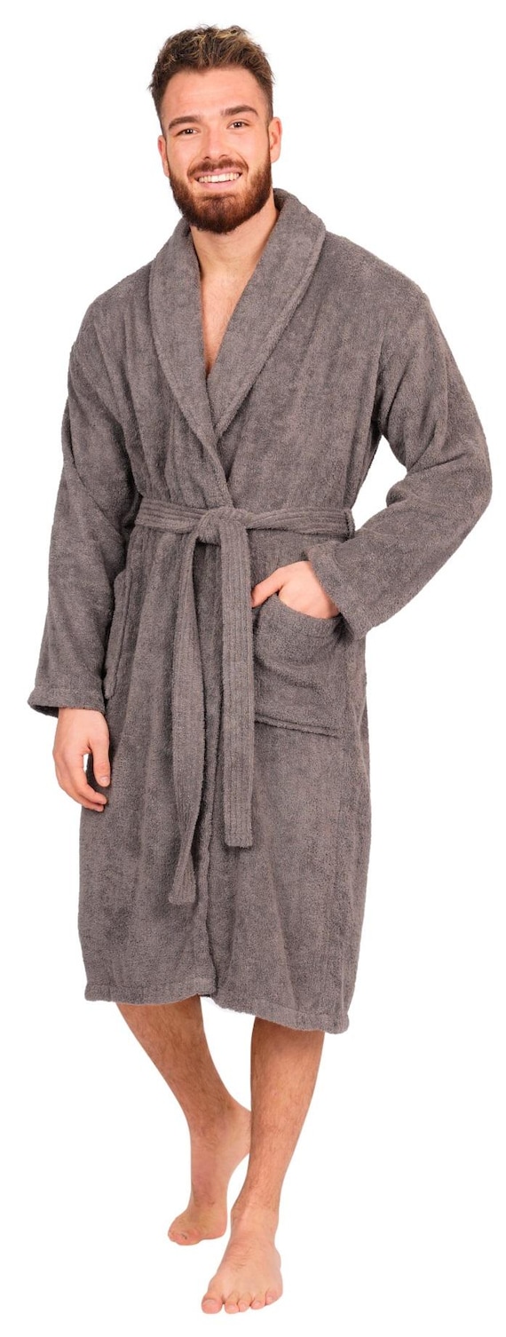mens cotton towelling dressing gown Mens Bathrobe 100% Cotton Terry Towelling Shawl Dressing Gown Bath Robe
