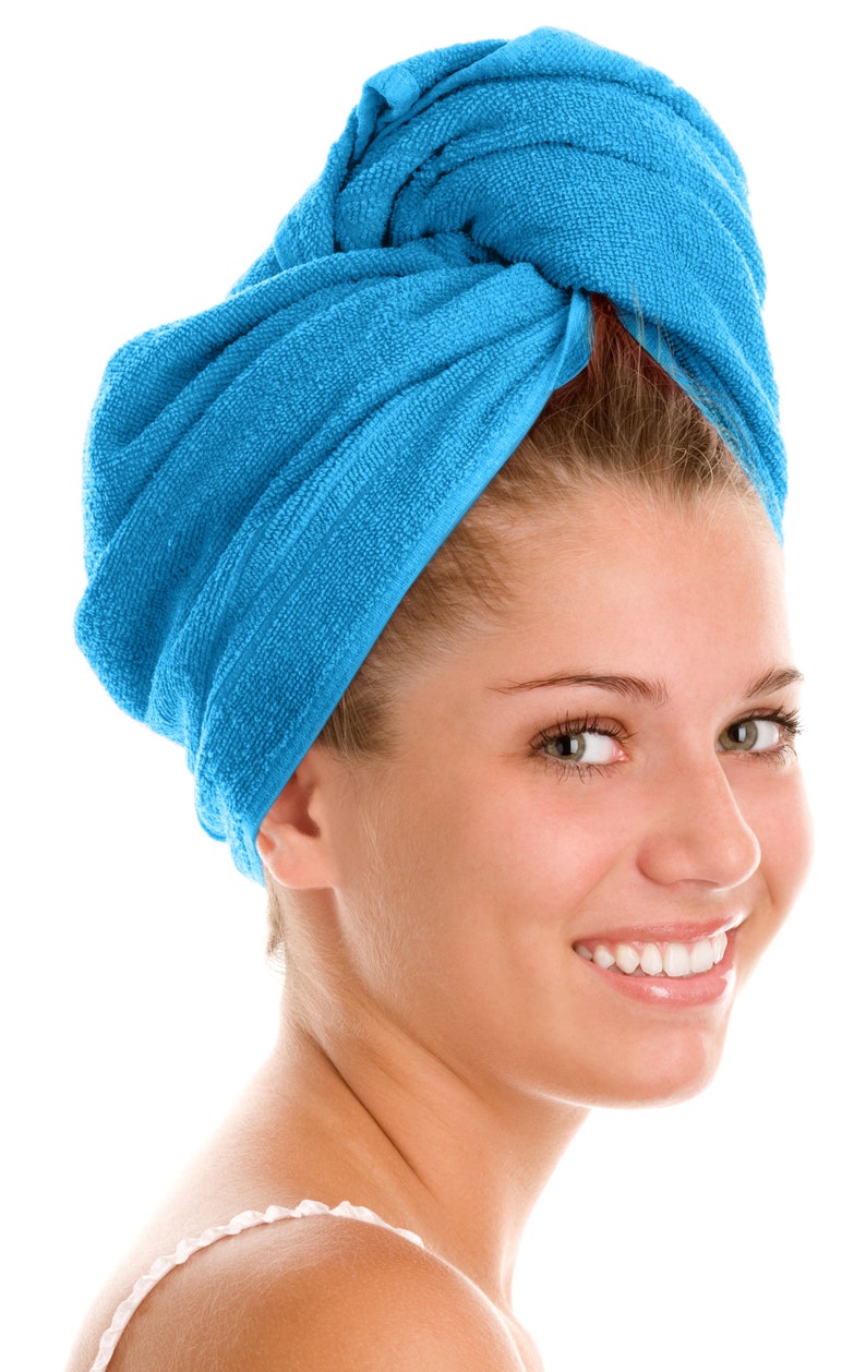 Cotton Hair Turban: Quick-Drying Absorbent Towel Wrap Aqua