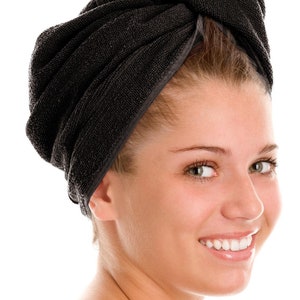 Cotton Hair Turban: Quick-Drying Absorbent Towel Wrap Black