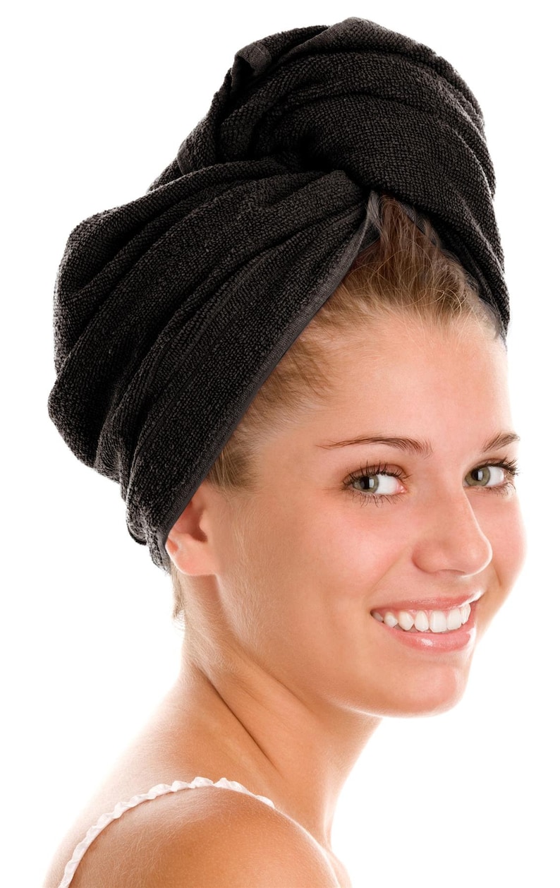 Cotton Hair Turban: Quick-Drying Absorbent Towel Wrap Black