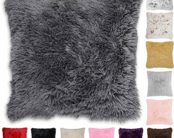 4 x Long Pile Cushion Cover Super Soft and Cuddly Shaggy 17x17" (43x43cm)
