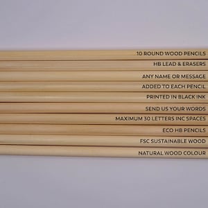 Box of 10 Printed Personalised Pencils. Add any name or Message. Eco HB pencils FSC certified,