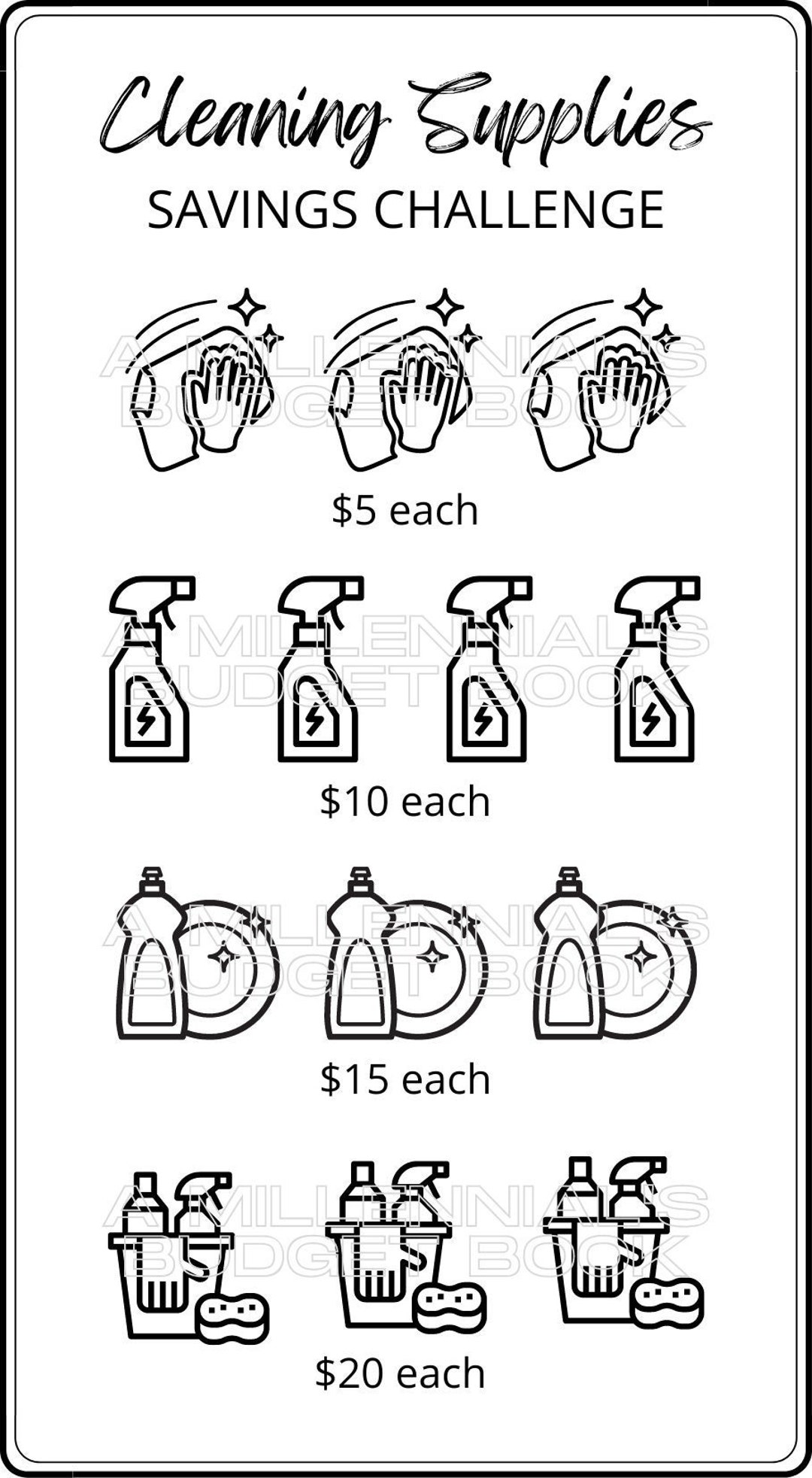 Household Cleaning Supplies Savings Challenge Etsy