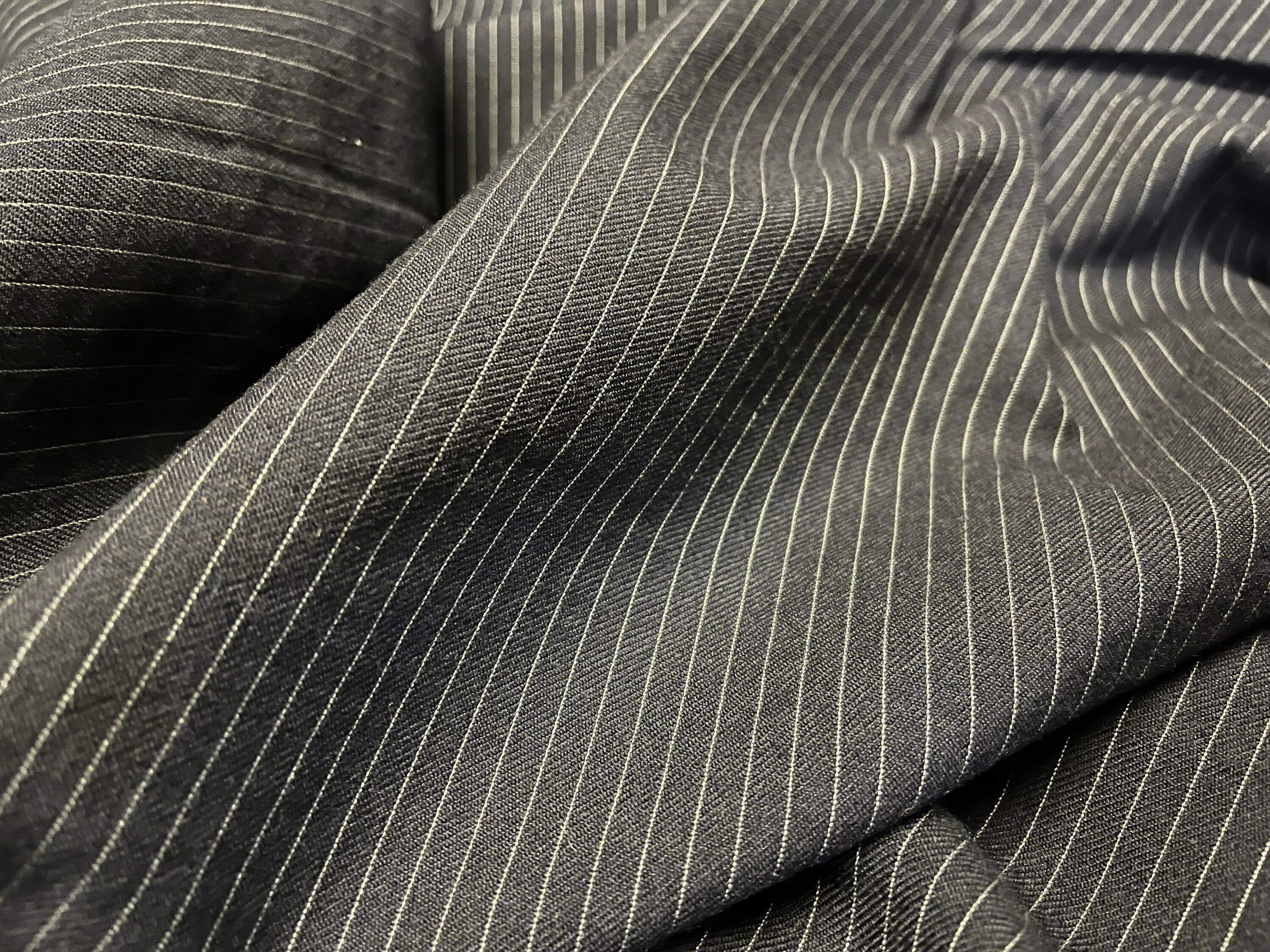 NEW High Class Navy Stripe Superfine All Wool Worsted Made in