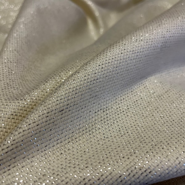 NOUVEAU tissu Lurex Lurex Argent Laine Ivoire de Haute Classe