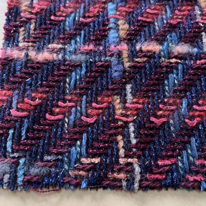 NOWA wysokiej klasy wełna alpaka metaliczny niebieski kasztanowy pastelowy wielokolorowy wzór w kratkę Couture Tweed Boucle (Przeczytaj opis) (WYPRZEDANE)