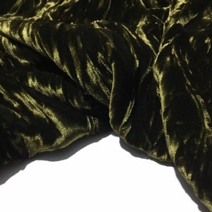 NEW High Class Khaki Green Crushed Silk Viscose Velvet Fabric