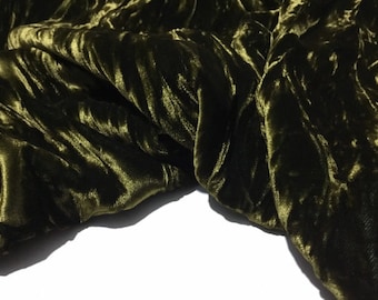 NEW High Class Khaki Green Crushed Silk Viscose Velvet Fabric