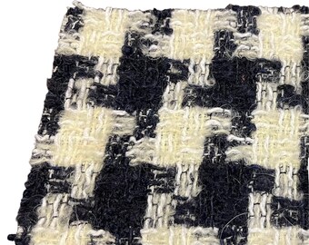 NEW High Class Navy Black Cream Ivory Houndstooth Couture Wool Tweed Boucle Fabric (Read Description)