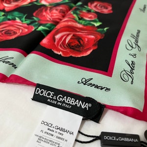 Dolce & Gabbana 100% Silk Scarf Rose Print Made In Italy (Read Description) (SOLD OUT)