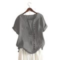 Candy Colours 100% Cotton Women's Button Blouse Linen Touch O-Neck Short Sleeve Shirt Top S-5XL FREE Worldwide Shipping (Read Description)