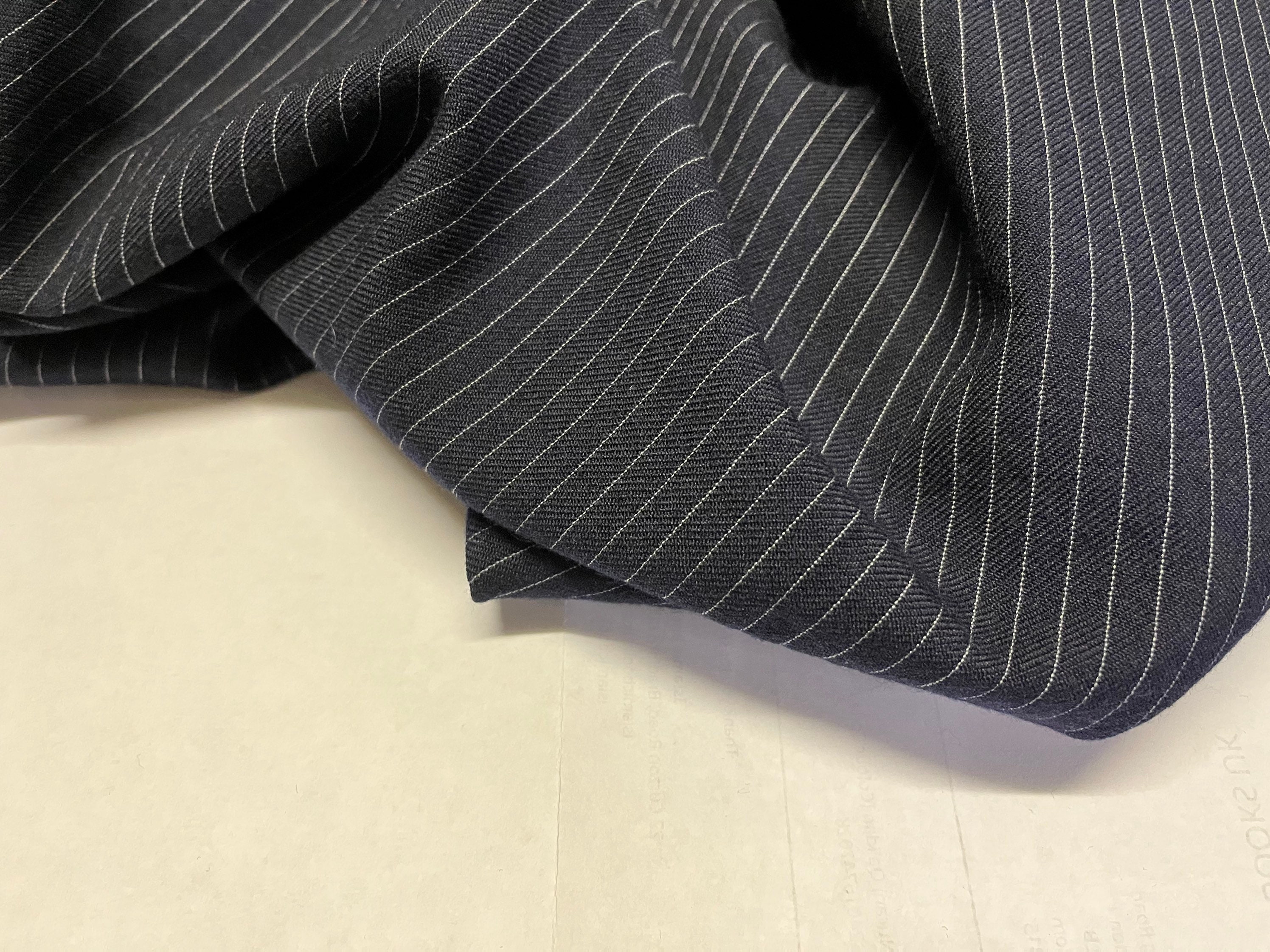 NEW High Class Navy Stripe Superfine All Wool Worsted Made in