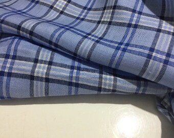 NEW High Class 100% Pure Irish Linen Check Fabric Made In Ireland