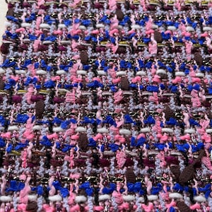 NEW High Class Bubblegum Pink Blue Gold Brown Wool Silk Couture Tweed Boucle Fabric (Read Description)
