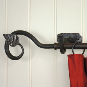 Handmade Beeswax Coated Iron Curtain Pole Kit - 1.5M Pole + Brackets + Finials + Tie Backs + Curtain Rings
