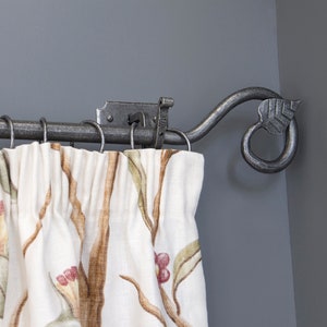 Handmade Pewter Metal Curtain Pole Kit- 1.5M Pole + Brackets + Finials + Tie Backs + Curtain Rings