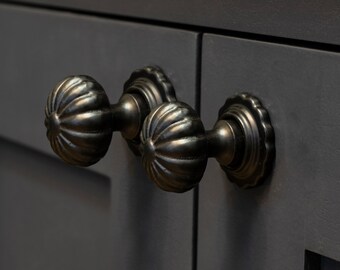 Black Handmade Flower Cabinet Kitchen Cupboard Knob For White Cabinets