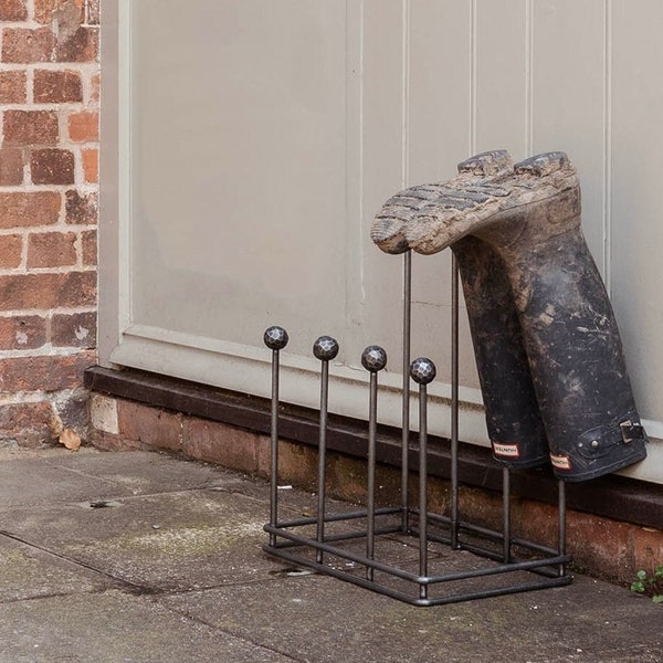 Four Pair Boot Rack For Indoor or Outdoor Use - Matt Black/Pewter