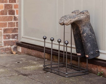 Four Pair Boot Rack For Indoor or Outdoor Use - Matt Black/Pewter