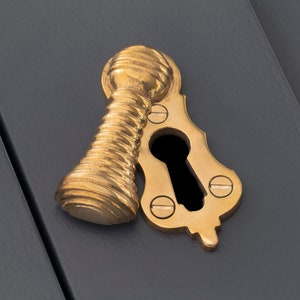 Polished Solid Brass Beehive Escutcheon Key Holes Cover for Front Door Sash Lock