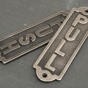 Push and Pull Sign Raised Lettering Antique Pewter Plaques