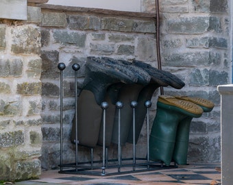 Six Pair Boot Rack - Matt Black/Pewter