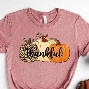 Thankful Leopard Pumpkin Thanksgiving T-Shirt
