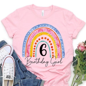 6th Birthday girl Shirt, Six Year Old Birthday Girl Shirt, 6 Year old Birthday, Birthday Countdown