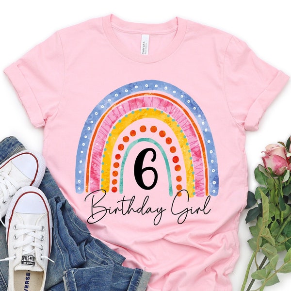 6th Birthday girl Shirt, Six Year Old Birthday Girl Shirt, 6 Year old Birthday, Birthday Countdown
