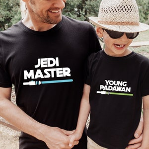 Matching Father & Baby Star Wars Shirt Set: Jedi Master, Young Padawan