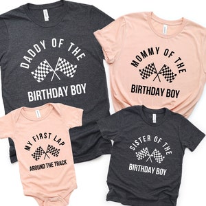 My First Lap around the Track Shirt, Race Car 1st Birthday T-shirt, First Birthday Matching Family Party Tee,  Fast One Birthday Boy