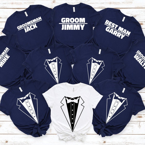 Personalized Wedding Tuxedo T-Shirts - Bachelor Party Shirts - Personalized Set - Groomsmen Shirts - Best Man Shirt - Groom Shirt