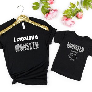 Funny Mom And Kid Monster Shirts: Matching Tee Set