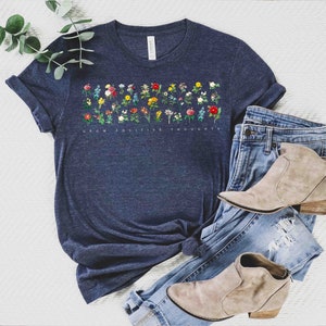 Wildflower Tshirt, Wild Flowers Shirt, Floral Tshirt, Flower Shirt, Gift for Women, Ladies Shirts, Best Friend Gift, Grow Positive Thoughts