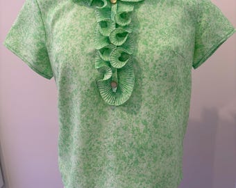 Blusa verde vintage para dama, dulce y femenina.