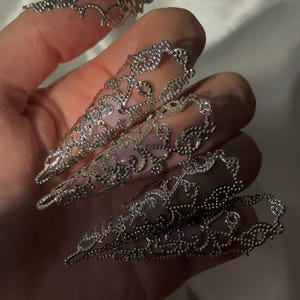 Gold Nail Claws 10 pcs | Nails Jewellery | Nails Claw Ring Jewellery | Witch Nails Halloween Costume Cosplay | Metal Nails Fingers Long
