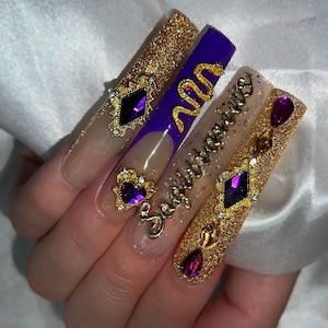 Sagittarius Press On Nails | XXL Zodiac Star Sign Nails | Long Handmade Birthday Gift Nails | Unique Astrology Press Ons
