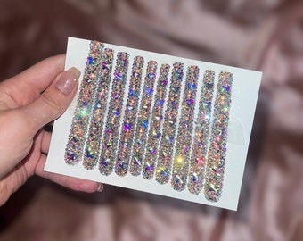 XXXL Square Full Bling Press On Nails Swarovski Extra Long Nails Custom Occasion Nails Birthday XXL Nails Fake Extensions Nails Very Long