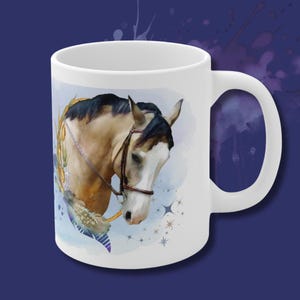 Ceramic Horse Coffee Mug, Original Art Watercolor Design Makes It a Unique Gift, Great Mom Mug.