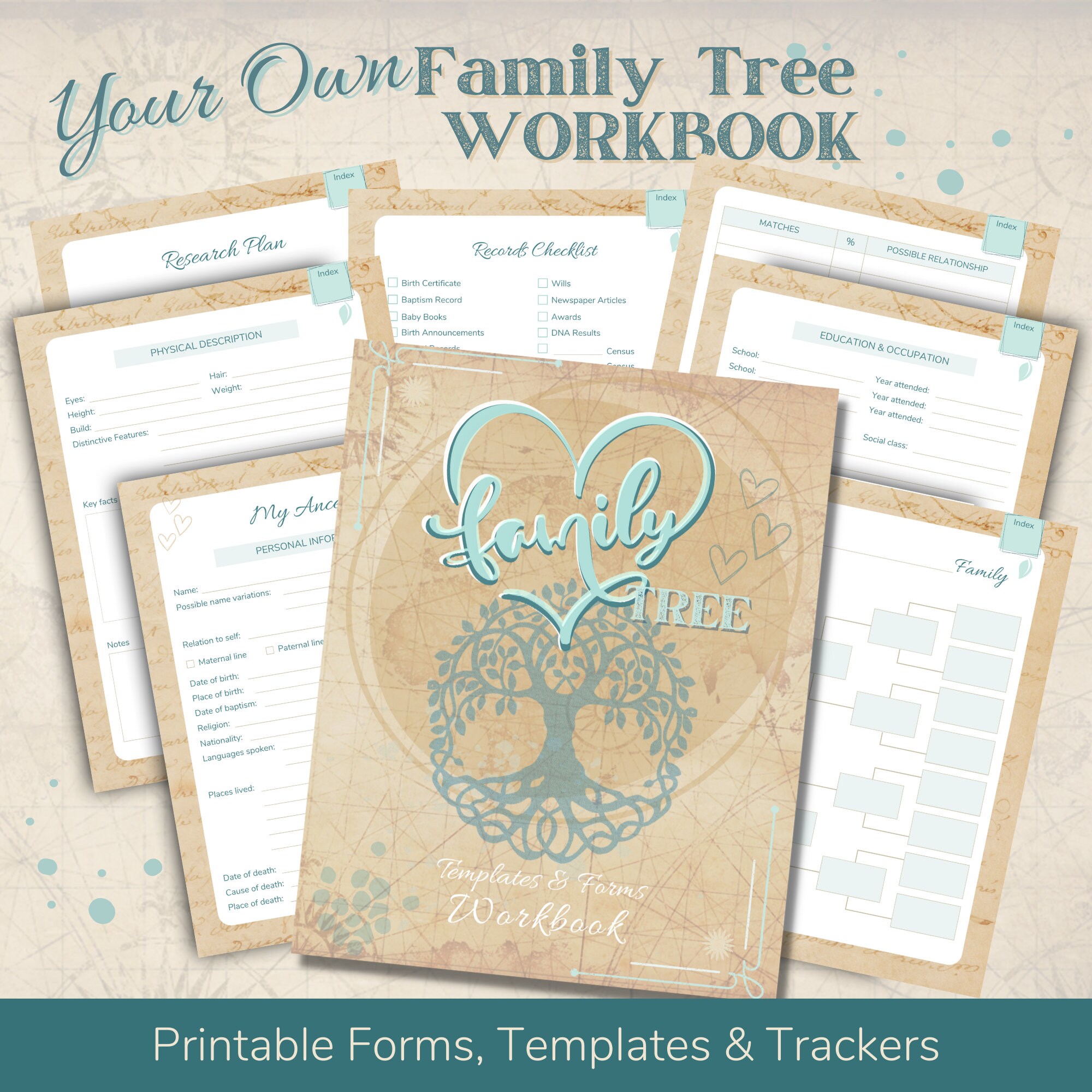 Family Tree Template Workbook for Genealogy Research With Etsy Australia