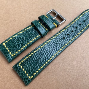 Green Genuine Ostrich leather watch strap band, leather watch strap, handmade watch strap band 26mm 24mm 22mm 21mm 20mm 19mm 18mm 16mm 14mm