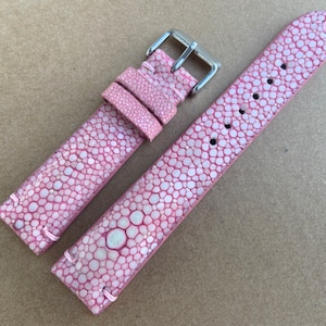 Pink Genuine Stingray leather watch strap band, leather watch strap, handmade watch strap band